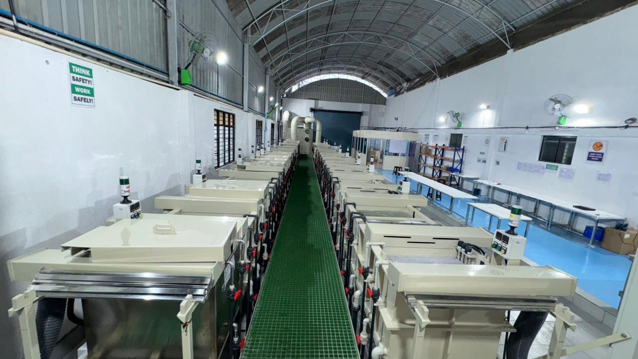 Automated anodizing plant with control panels